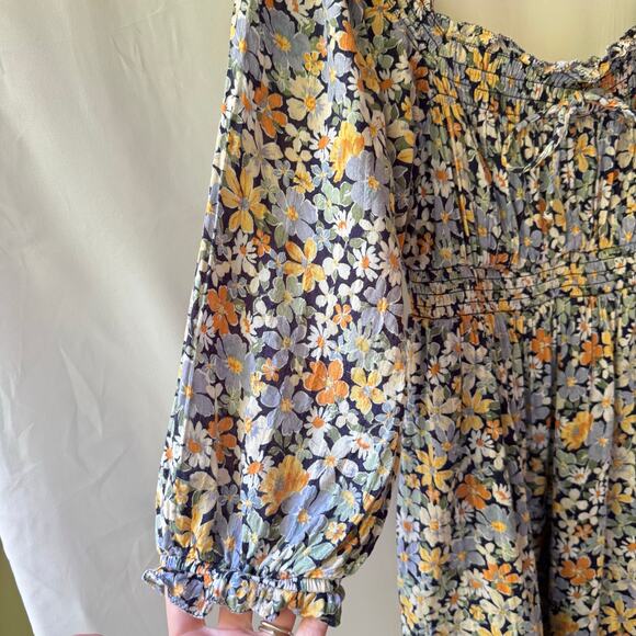 American Eagle Women’s Floral Off Shoulder A Line Mini Dress Size XS Boho Gypsy - Picture 10 of 11